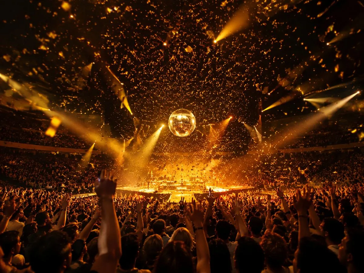 Confetti falling during the final Vegas show